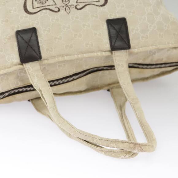 GUCCI GG Canvas Tote Bag Beige Silver - Picture 9 of 16